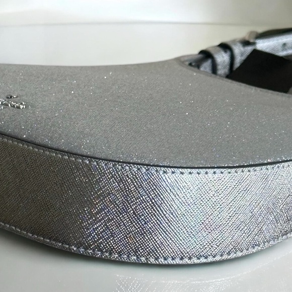 NWT Kate Spade Lunar High Glimmer Glitter Silver Shoulder Bag! NEW! - Picture 7 of 13
